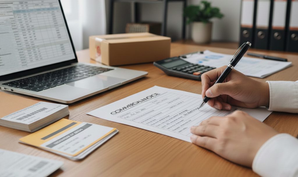 輸出ビジネスに関するインボイスの書類イメージ